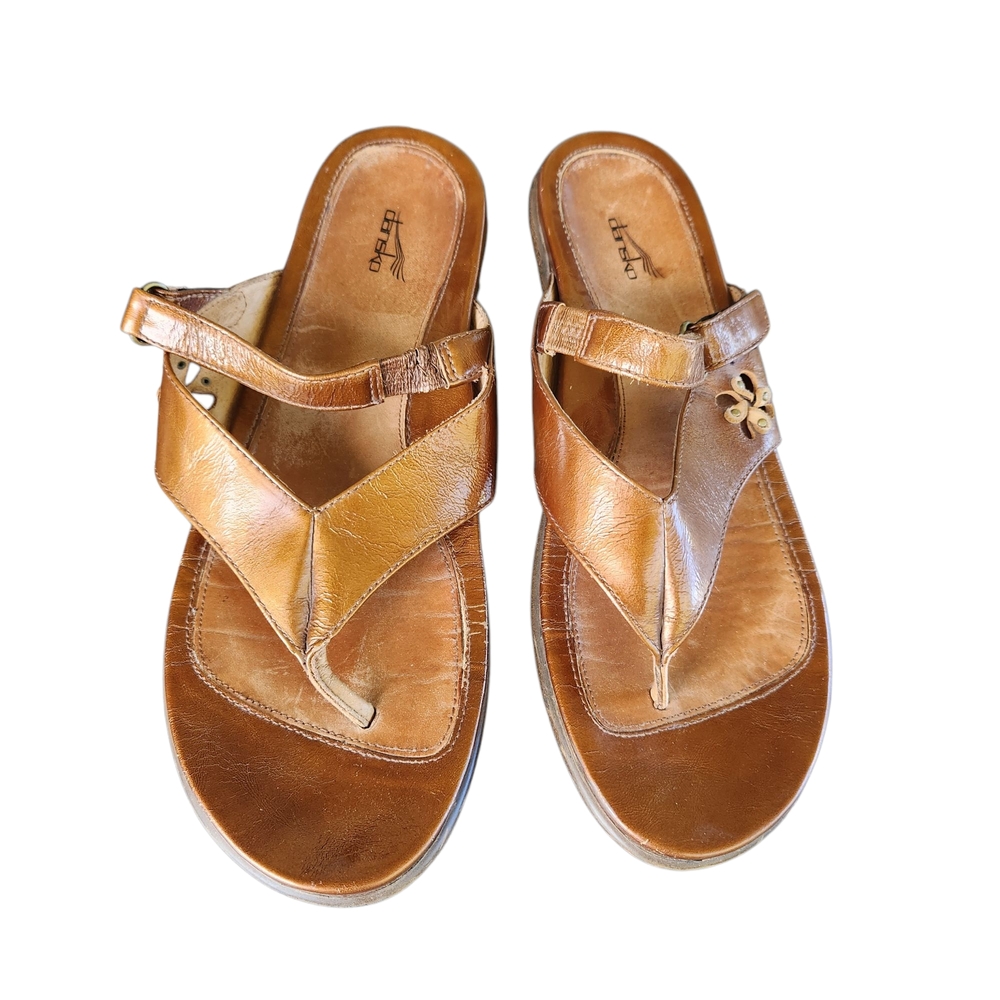 [8] Dansko Copper Coloured Leather Sandals Comfortable Contoured Size EU 39 …